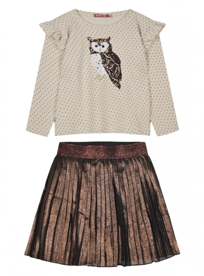 Energiers Παιδικό Σετ Μακό Μπλούζα με Παγιέτα Και Φούστα Μεταλλιζέ