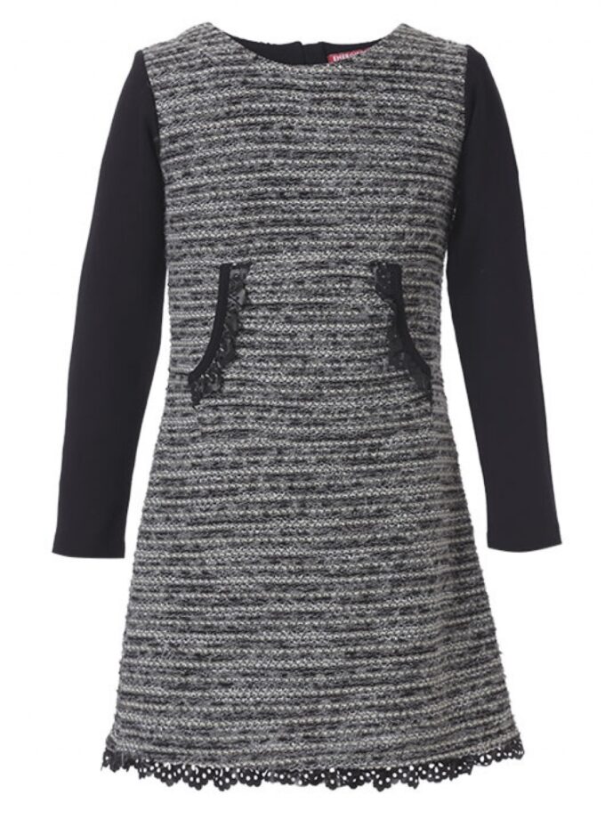 Energiers Φόρεμα πλεκτό με λεπτομέρειες δαντέλα από δερματίνη στον ποδόγυρο και στην τσέπη