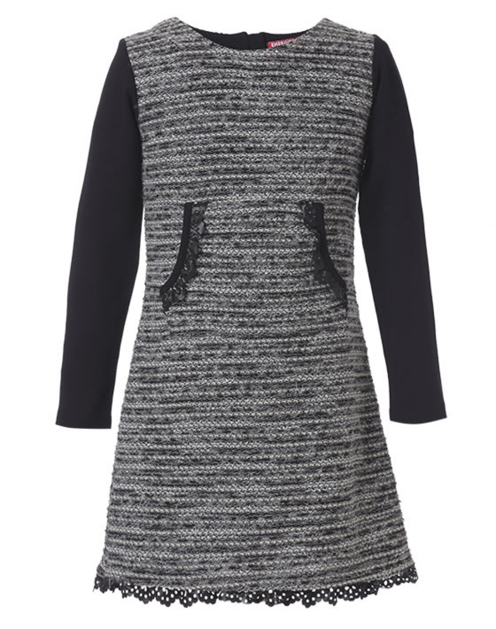 Energiers Φόρεμα πλεκτό με λεπτομέρειες δαντέλα από δερματίνη στον ποδόγυρο και στην τσέπη