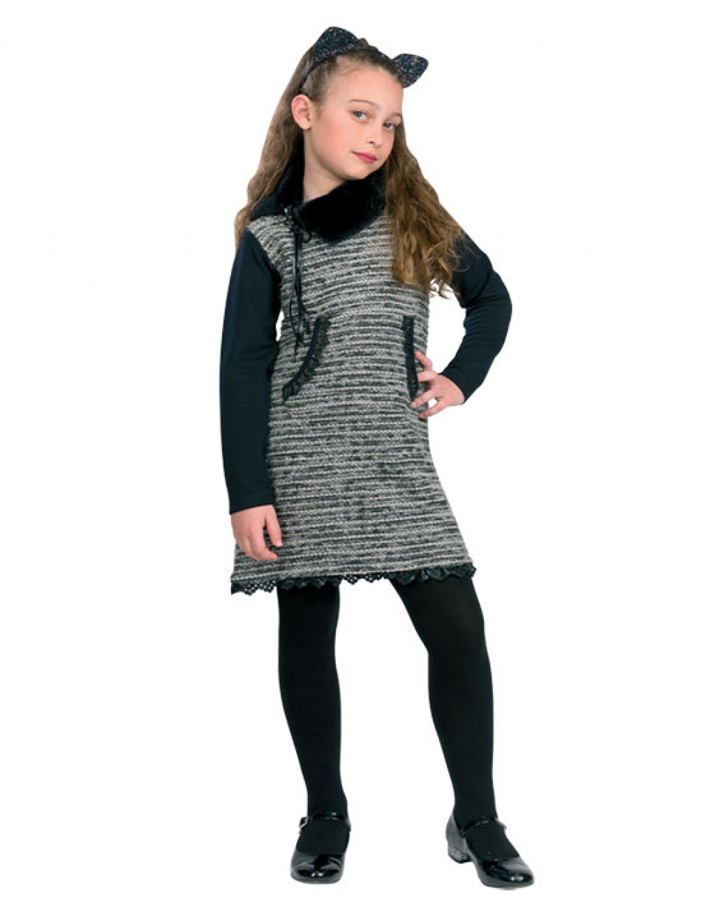 Energiers Φόρεμα πλεκτό με λεπτομέρειες δαντέλα από δερματίνη στον ποδόγυρο και στην τσέπη - Image 2